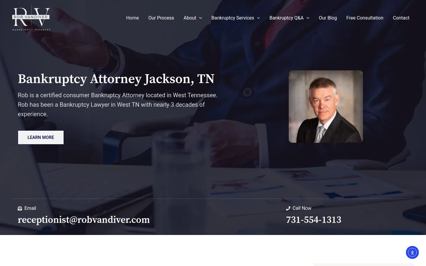 Rob Vandiver Law website mockup